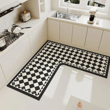 Light Luxury Simple Decorate Kitchen Carpet L-shaped Soft Mat Non-slip Oil-proof Waterproof PVC Easy To Clean Rug Ковер Tapis