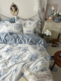 Pure Cotton Floral Printed Bedding Set Four-Piece Queen Size Bed eet Cover Duvet Cover Bed Canopy Princ Sle Home Textile