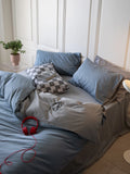New Premium 00s Gown Satin Full Cotton Bedding Tee-Piece Set Pure Cotton Simple  Color Bedding Comforter Cover