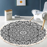 Hand Woven Cotton Linen Carpet Retro Bohemian Round Bedside Geometric Floor Mat Living Room Home Decor Boho Mandala Tassel Rug