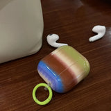 Colorful stripe shell headset protection cover for apple airpods 3 2 1 4 pro 2nd wireless bluetooth earphone charging box cover
