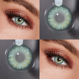 1pair Circle Lenses Big Eyes,Blue/Green Natural Contacts Lenses Doll-eye Lens for Christmas makeup Eyeshadow palette