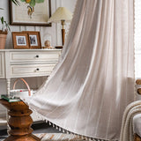 Boho Curtains Semi Sheer Floral Embroidery Cotton Fabric Linen Light Filtering Pocket Rod Windows Drapes for Living Room Bedroom