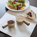 5-10PCS Wooden Handle With Scale Glass Coffee Measuring Cup espresso Milk Latte Transparent Kitchen Coffee Accessories