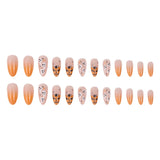 24P Halloween White Ghost Spooky Pumpkin Wearing False Nails Full Coverage Coffin Press on Nails Long Ballet Artifical Fake Nail