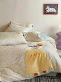 Korean Sle Cute Pure Cotton Bedding Set 3-4 Pieces Dormi Student Patchwork Embroidery Duvet Cover eet Bedding