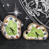 Retro Wavy Table Clocks with Natural Crystal Stone Room Decor Silent Quartz Crystal Table Clocks Bedroom Office Home Decor Gifts