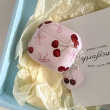 Lovely Pink Cherry Bowknot Gloss Soft Earphone Case For AirPods 4 For AirPods Pro 2 3 1 Headphone Accessories Protection Cover