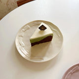 Ins Style Bow Dessert Plate High-end Solid Color Ceramic Disc Korean Underglaze Color Western Tableware Home Relief Bread Plates