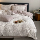 Latest Winter Thickened Milk Fleece 4pcs Bedding Sets Carved Flower Warm Comforter Bedding Sets for Home Bedroom