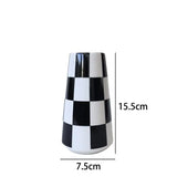 Minimalist Style Black And White Checkered Ceramic Flower Vase, Decorative Plant Pot For Home Bedroom, Living Room, Dining Table