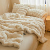 Luxury Solid Color Faux Rabbit Fur Blanket Winter Thickened Warm Faux Fur Blanket Soft Fluffy Throws Blankets for Sofa Bed Naps