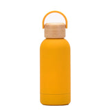 350ML Small Mouth THERMOS CUP Portable Handle Bamboo Wood Cover Vacuum Double Stainless Steel Simple Outdoor MINI WATER BOTTLE