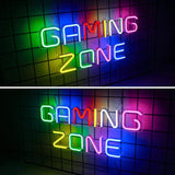 LED Gaming Zone Neon Sign Multicolor USB Powered Wall Light Gamer Room Decor Man Cave Game Bar Bedroom Streamer Aesthetic Hanging Lamp