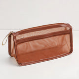Simple Transparent Double Mesh Pencil Bag Student Gift Cute  School Supplies Pen Case