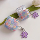Fresh flowers floral pendant wavy silicone soft wireless bluetooth earphone case for apple airpod pro 2 2nd 1 3 4 colorful cover