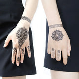 Black Henna Temporary Tattoos for Women Lace Flower Mehndi Sticker for Hand Fake Henna Tattoo Sticker Body Art Wedding Tatoo
