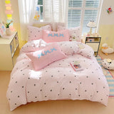 Washed Cotton Pink Duvet Cover Girl Room Decor Breathable Comforter Cover with 2 Pillowcases Bed Linens Bedding Set Home Textile