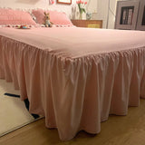 Pink Ruffled Seersucker Duvet Cover Set 3/4pcs Soft Lightweight Down Alternative Grey Bedding  with Bed Skirt and Pillowcases