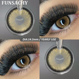 1 Pair New Colored Contact Lenses for Eyes Brown Graduated Fashion Gray Eyes Lenses Yearly Beauty Makeup Lens Women
