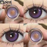 2Pcs Best Selling Color Contact Lenses Myopia Degree -0.00 to -8.00 Purple Series Soft Lens EyeBeauty Pupil