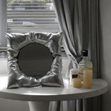 INS Cloth Desktop Makeup Mirror Dressing Table Square Cosmetic Mirror Home Aesthetic Hand Decorative Mirrors