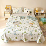 Washed Cotton Printed Summer Quilt Air Conditioner Thin Quilt Machine Washable Lightweight Single Double Bedding Soft Breathable