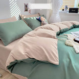 Luxury Washed Cotton Solid Bedding Set 3-4 Pcs Yellow Home King Size Duvet Cover Set with Flat Sheets Simple Queen Bedding Sets