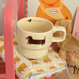 Original Dachshund Dog Stacked Cup Gift Box Ceramic Cute Handdrawn Cartoon Mug Gift for Gifts