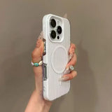 Luxury Candy Tile Ribbed Luggage Texture Magsafe Wireless Charge Case For iPhone 17 16 15 14 13 12 Pro Max 11 17 Magnetic Cover