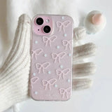 Cute Pink Bow Clear Phone Case For iPhone 15 14 13 12 Pro Max Star Bling Glitter Transparent Case Silicone Soft Cover Funda