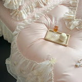 Lace Princess Bedding Set Gorgeous Embroidery Romantic Flat Bed Sheet Pillowcases Queen King Size Bed Linen Set Gift for Family