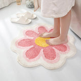 Cute Round Flower Tufting Rug Carpet Soft Plush Tuftted Feet Paid Carpet  Bathroom Anti-slip Doormat Sofa Bedside Rugs
