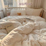 Princess Lace Bedding Set INS Nordic Girls Soft Washed Cotton Bed Flat Sheet Queen King Size Duvet Set Pillowcase Bed Linens