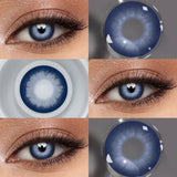 14.20mm 6-Month Disposable Colored Contact Lenses Blue/Brown/Grey 1 Pair Cosmetic Contacts for Daily Wear & Makeup