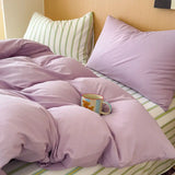 Ins Minimally Purple Striped Bed Sheet Set Bedding Set Four Piece Set Student Quilt Set Girl Heart Dormitory Three Piece