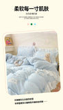 French Princess Lace Ruffles Bedding Set Washed Cotton Skin-friendly Duvet Cover Set with Sheet Soft Printed Flowers Quilt Cover