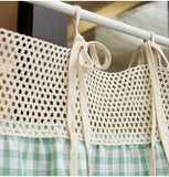 American rural green grid half curtain window bathroom door curtain custom for cabinet coffee
