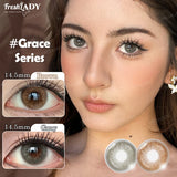 1 Pair Grace Series Colored Contact Lenses Natural Brown Pupils Eyes Soft lenses Gray Soft Contacts 14.50mm