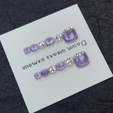 12pcs Handmade Fake Toe Nails Press onToe Nails Cat-eye False Nails Bling Rhinestone Decorated Toe Nails Fake Toe Nail in Box
