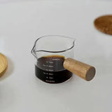 5-10PCS Wooden Handle With Scale Glass Coffee Measuring Cup espresso Milk Latte Transparent Kitchen Coffee Accessories