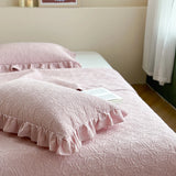 2 pcs Quilted Soft Pillow Sham with Ruffles 48x74cm Home Decorative Pillow Case Flower Printed Pillowcases Covers