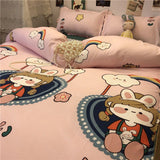 Ins Style Fashion Butterfly Bedding Set For Girls Boys Double Size Flat Sheet Duvet Cover Pillowcase Bed Linen Home Textile