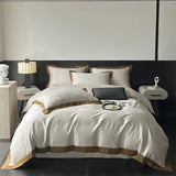 Lyocell Cotton Bed Linens Jacquard Bedding Set Sheet Pillowcase Quilt Cover Ru Queen King Size