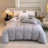 Japanese 100% Cotton Brushed Single Duvet Cover Striped Plaid Quilt Cover for Dorm Home Skin-Friendly Bedding for All Seasons