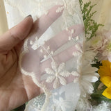 French Style Rural Gauze Integrated Window Screen Non Punched Velcro Curtains Lace Embroidered Semi Blackout Gauze Curtain