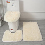 3Pcs/set Bath Mat Set Soft Fluff Shower Carpet Non-slip Floor Mat for Bathroom Toilet Rugs Toilet Lid Cover Bathroom Products