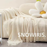 Blankets Nordic Style Hanging Tassels Solid Color Blankets Homestay Knitted Blankets Brown Coffee Sofa Minimalist Design