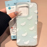 Ins Luxury White Background Angel Wings Polka Dot Phone Case for iPhone 15 14 13 16 12 Pro Max Soft Back Cover Funda