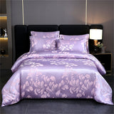 Luxury Satin Jacquard Duvet Cover Set Nordic Double Bed Quilt Cover Bedding Set Adlut Pillowcases Sheet Queen King Home Textiles